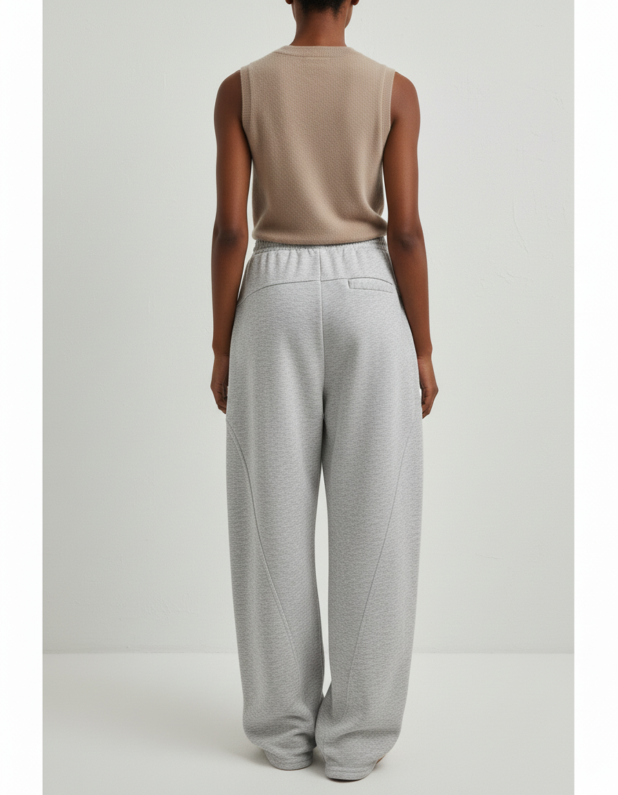 Pantalon Baggy Gris Molleton Ample Décontracté Sport Femme - vue 2