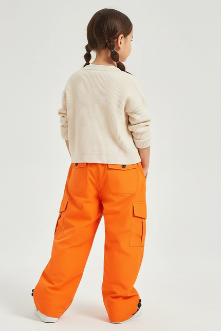 Pantalon Baggy Orange Cargo Imperméable Enfant Ski - Polyester - vue 2