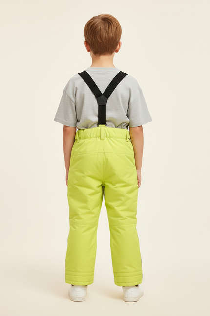 Pantalon Baggy Jaune Bretelles Imperméable Ski Enfant - Polyester - vue 2