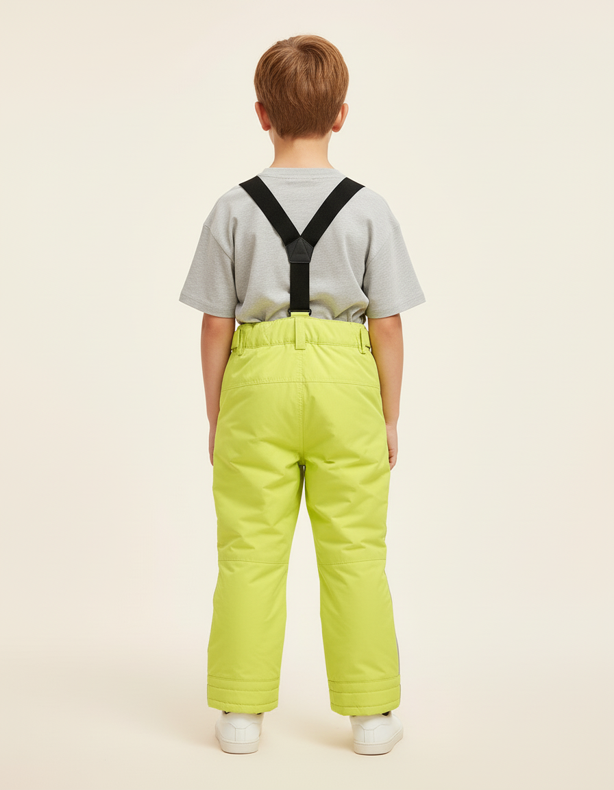 Pantalon Baggy Jaune Bretelles Imperméable Ski Enfant - Polyester - vue 2