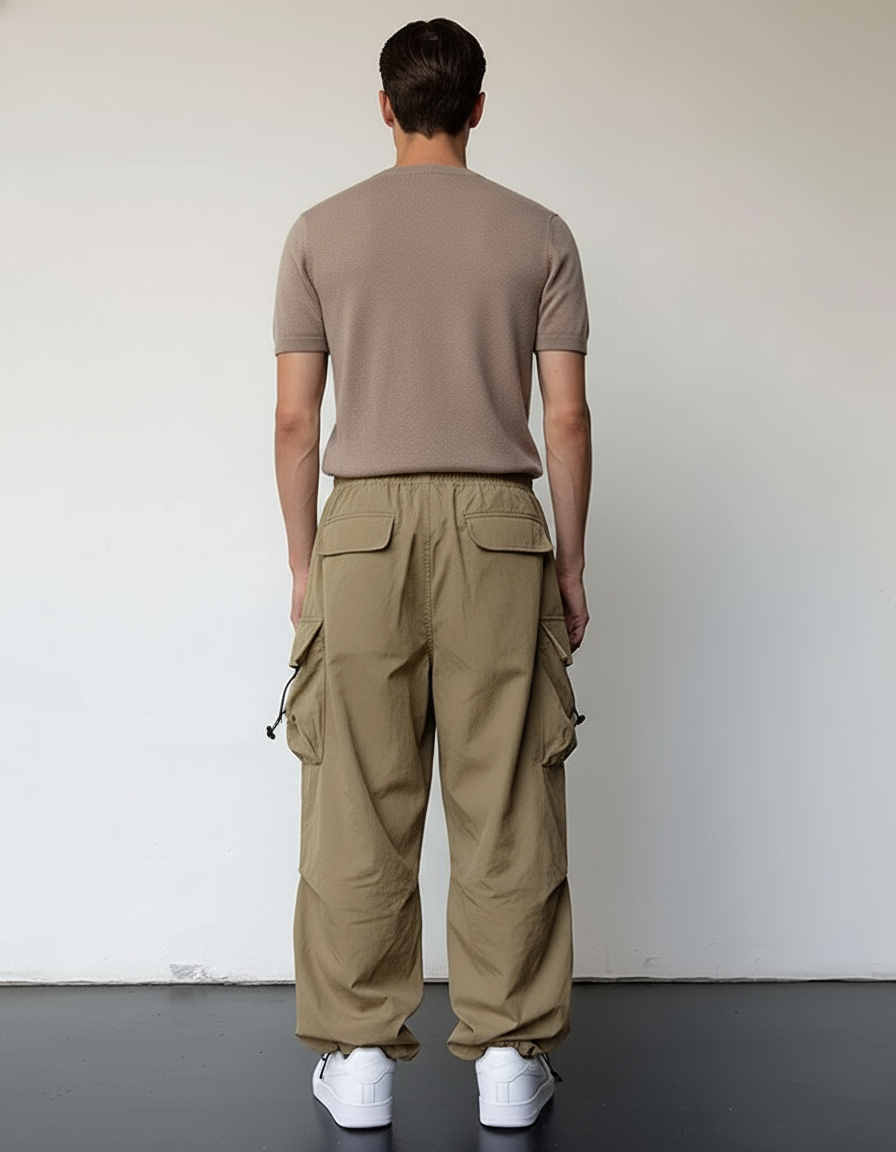 Pantalon Baggy Parachute - Kaki Polyester - vue 2