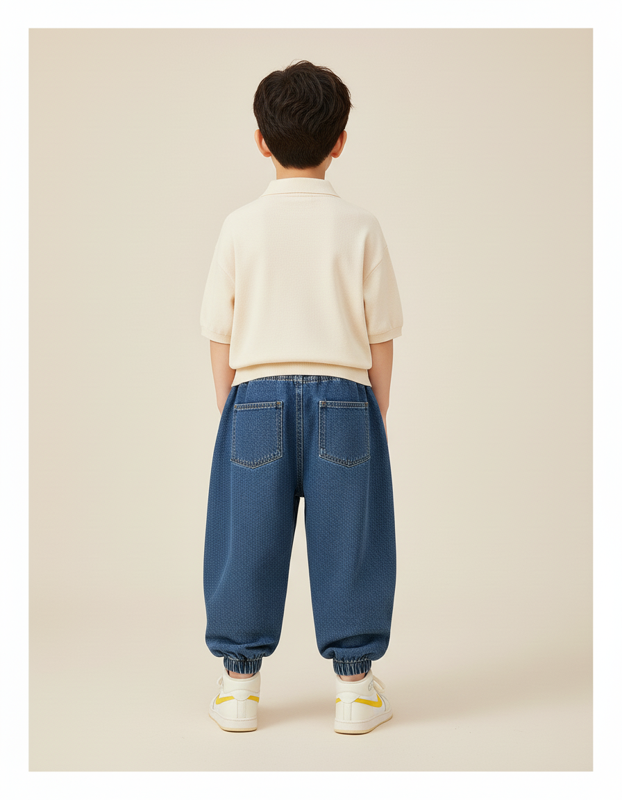 Pantalon Baggy Jean Bleu Ample Smiley Garçon - vue 2