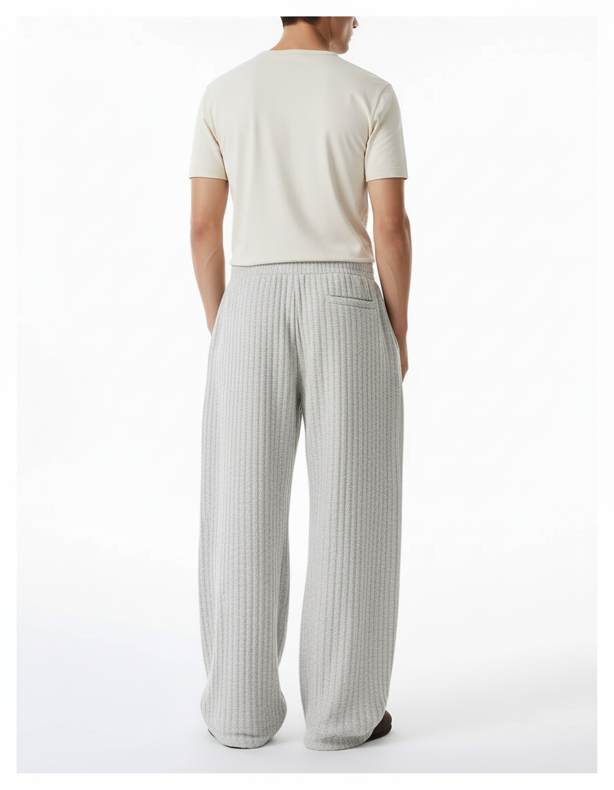 Pantalon Baggy Côtelé Gris Ample Confortable Homme - Maille - vue 2