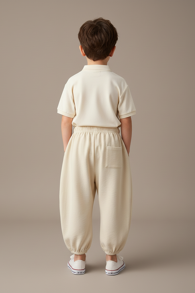 Pantalon Baggy Beige Ample Coton Enfant Sport - vue 2