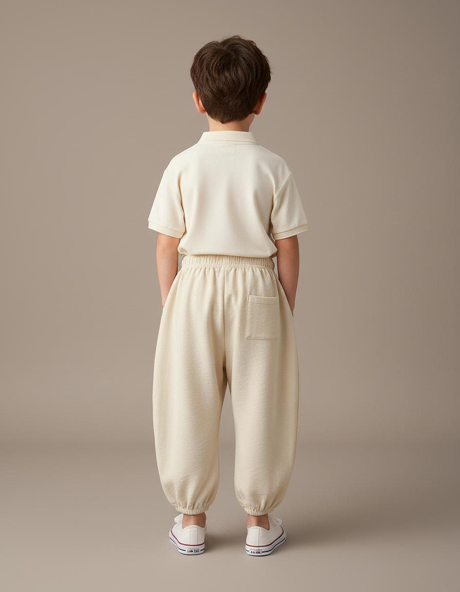 Pantalon Baggy Beige Ample Coton Enfant Sport - vue 2