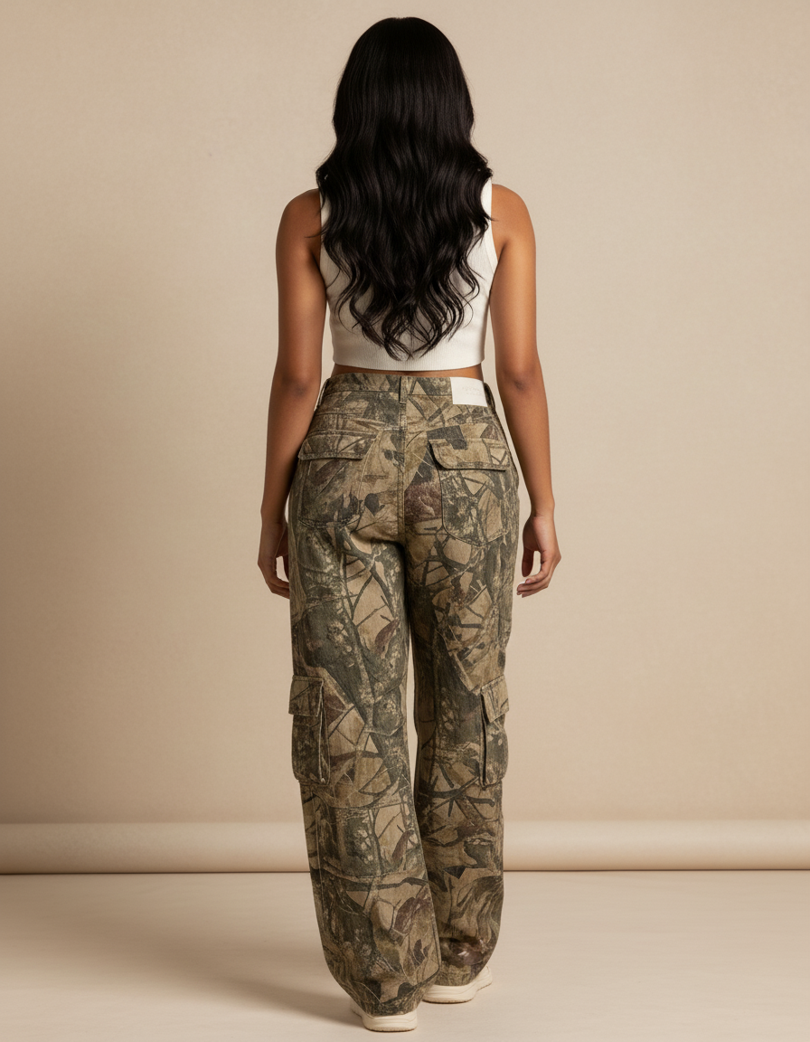 Pantalon Baggy Camouflage Ample Cargo Streetwear Y2K - Imprimé Toile - vue 2