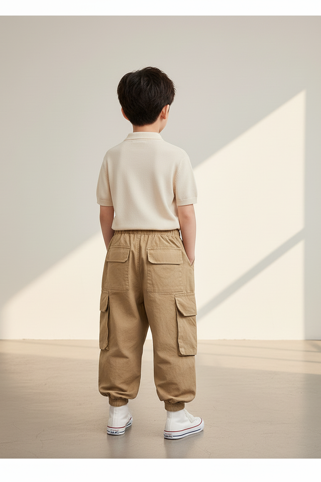 Pantalon Baggy Kaki Cargo Enfant Décontracté Coton - vue 2