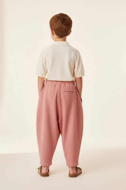 Pantalon Baggy Rose Côtelé Ample Élastiqué Confortable Enfant - Cordé - vue 2