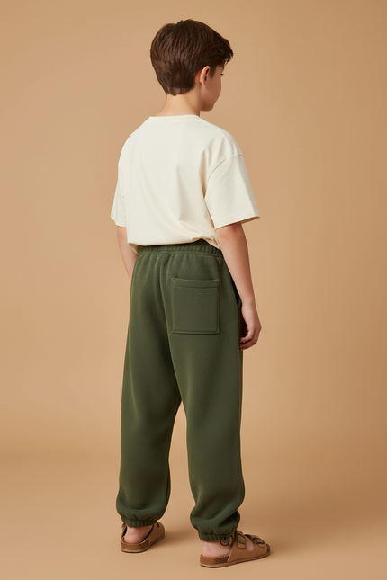 Pantalon Baggy Vert Molletonné Ample Confortable Enfant - vue 2