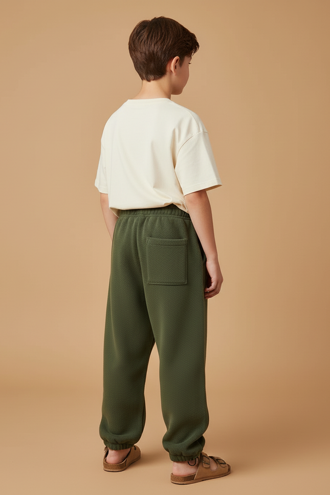 Pantalon Baggy Vert Molletonné Ample Confortable Enfant - vue 2