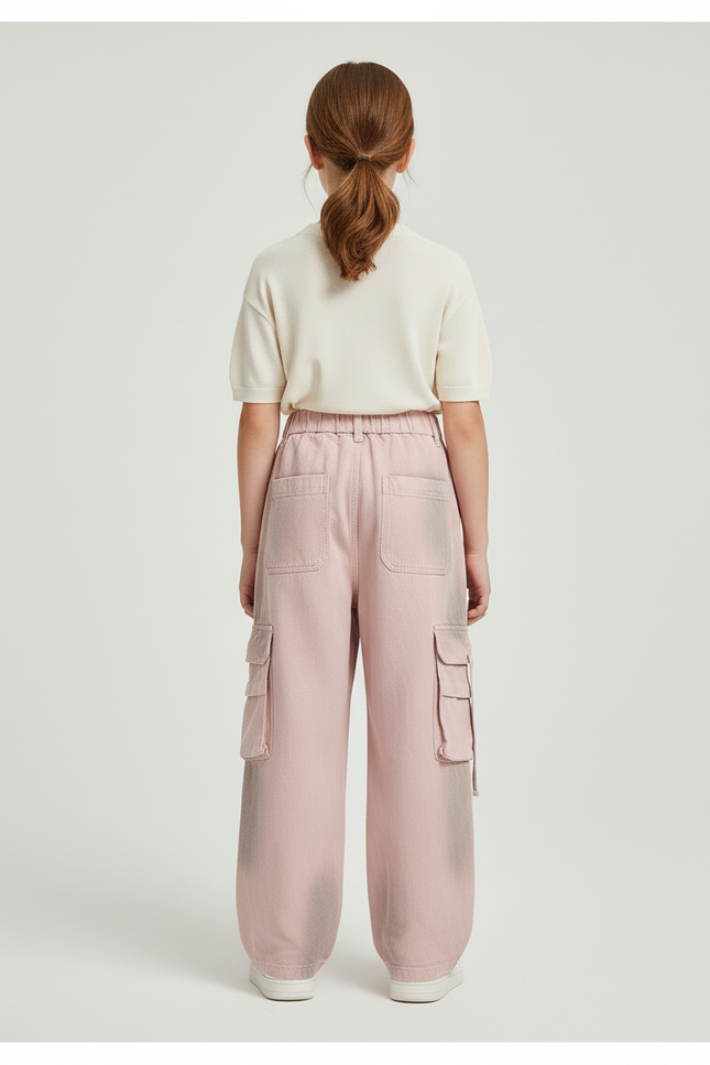 Pantalon Baggy Rose Ample Cargo Décontracté Fille - Jean - vue 2