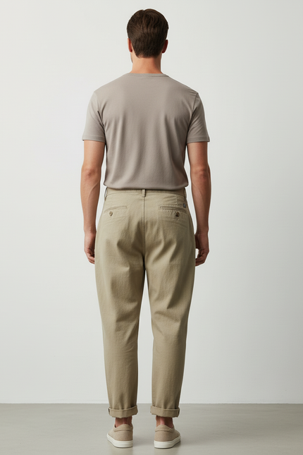 Pantalon Baggy Kaki Coton Plissé Décontracté Homme - vue 2
