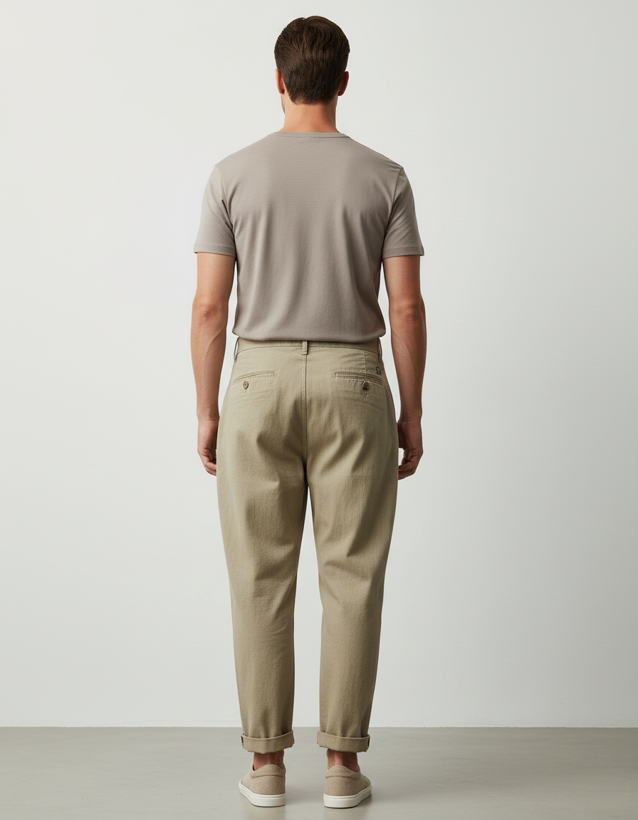 Pantalon Baggy Kaki Coton Plissé Décontracté Homme - vue 2