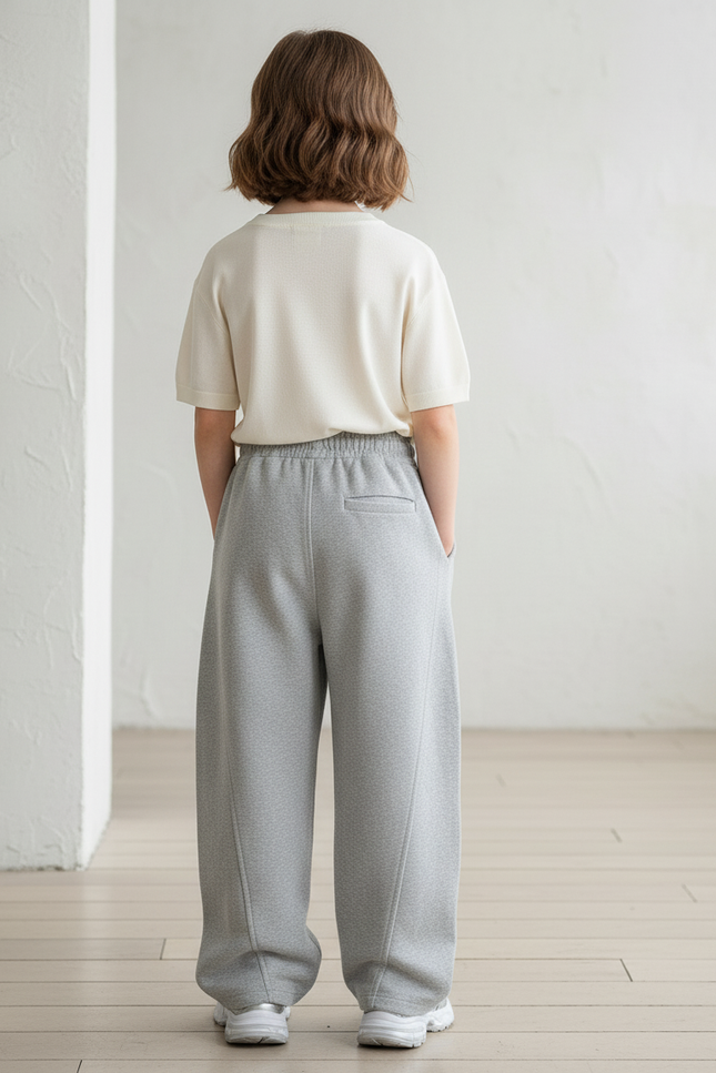 Pantalon Baggy Gris Ample Molletonné Enfant Décontracté - vue 2