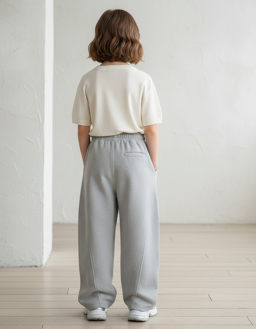 Pantalon Baggy Gris Ample Molletonné Enfant Décontracté - vue 2