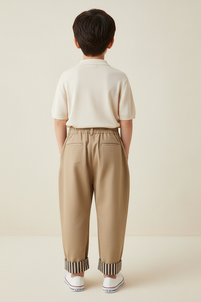 Pantalon Baggy Beige Ample Coton Casual Enfant - vue 2