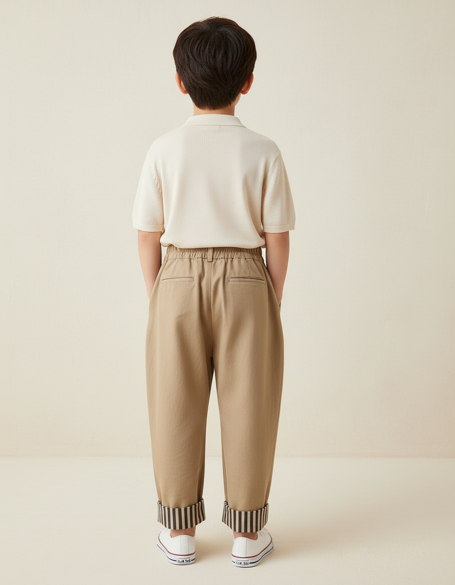 Pantalon Baggy Beige Ample Coton Casual Enfant - vue 2