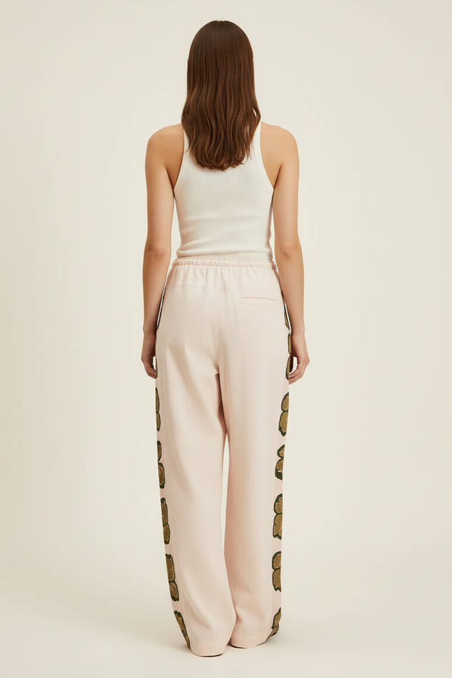Pantalon Baggy Rose Imprimé Ample Fluide Décontracté - Viscose - vue 2