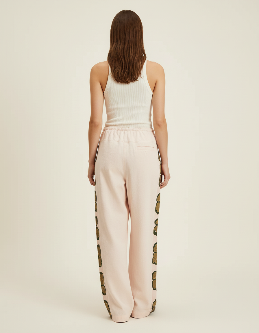 Pantalon Baggy Rose Imprimé Ample Fluide Décontracté - Viscose - vue 2