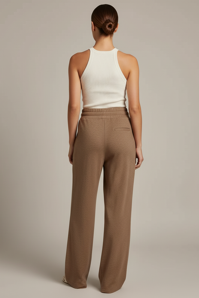 Pantalon Baggy Marron Ample Fluide Décontracté Cordon - Molleton - vue 2