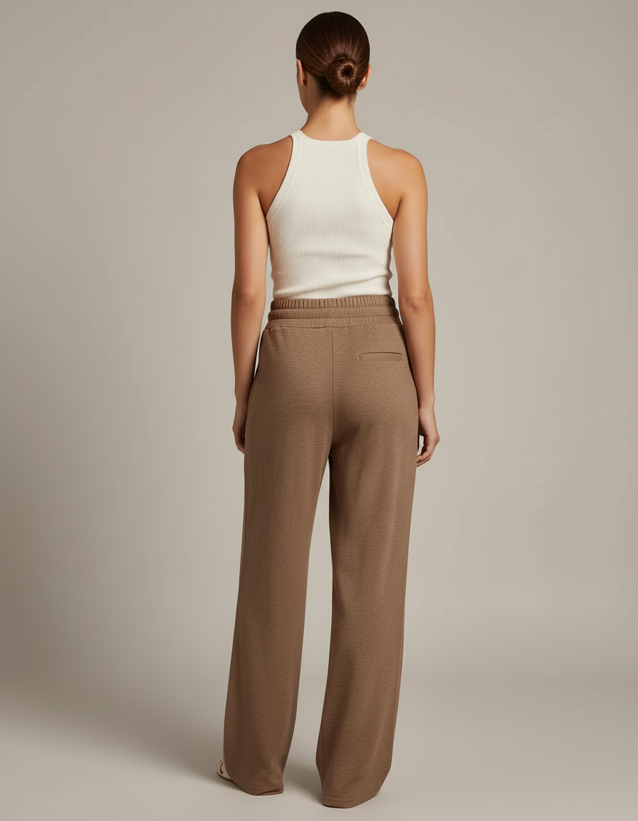 Pantalon Baggy Marron Ample Fluide Décontracté Cordon - Molleton - vue 2