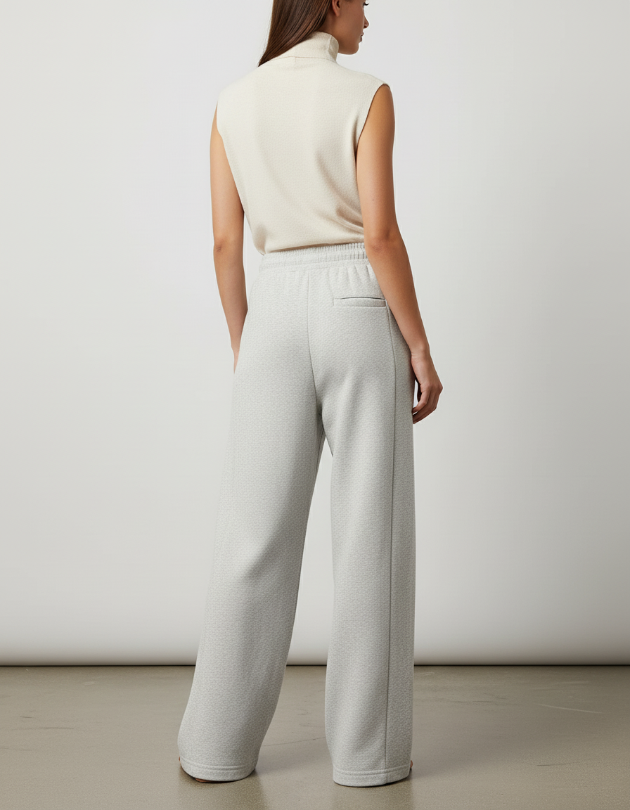 Pantalon Baggy Gris Clair Ample Décontracté Fluide Femme - Molleton - vue 2