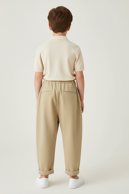 Pantalon Baggy Kaki Coton Ample Élastique Enfant - vue 2