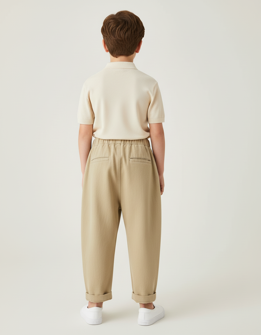 Pantalon Baggy Kaki Coton Ample Élastique Enfant - vue 2