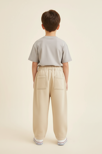 Pantalon Baggy Beige Coton Ample Unisexe Décontracté - Molleton - vue 2