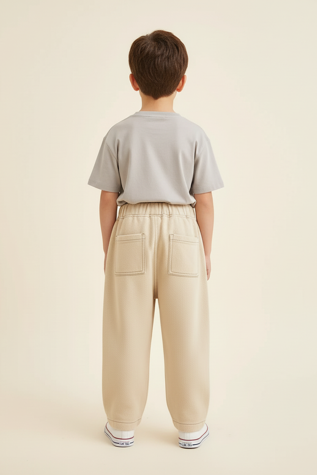 Pantalon Baggy Beige Coton Ample Unisexe Décontracté - Molleton - vue 2