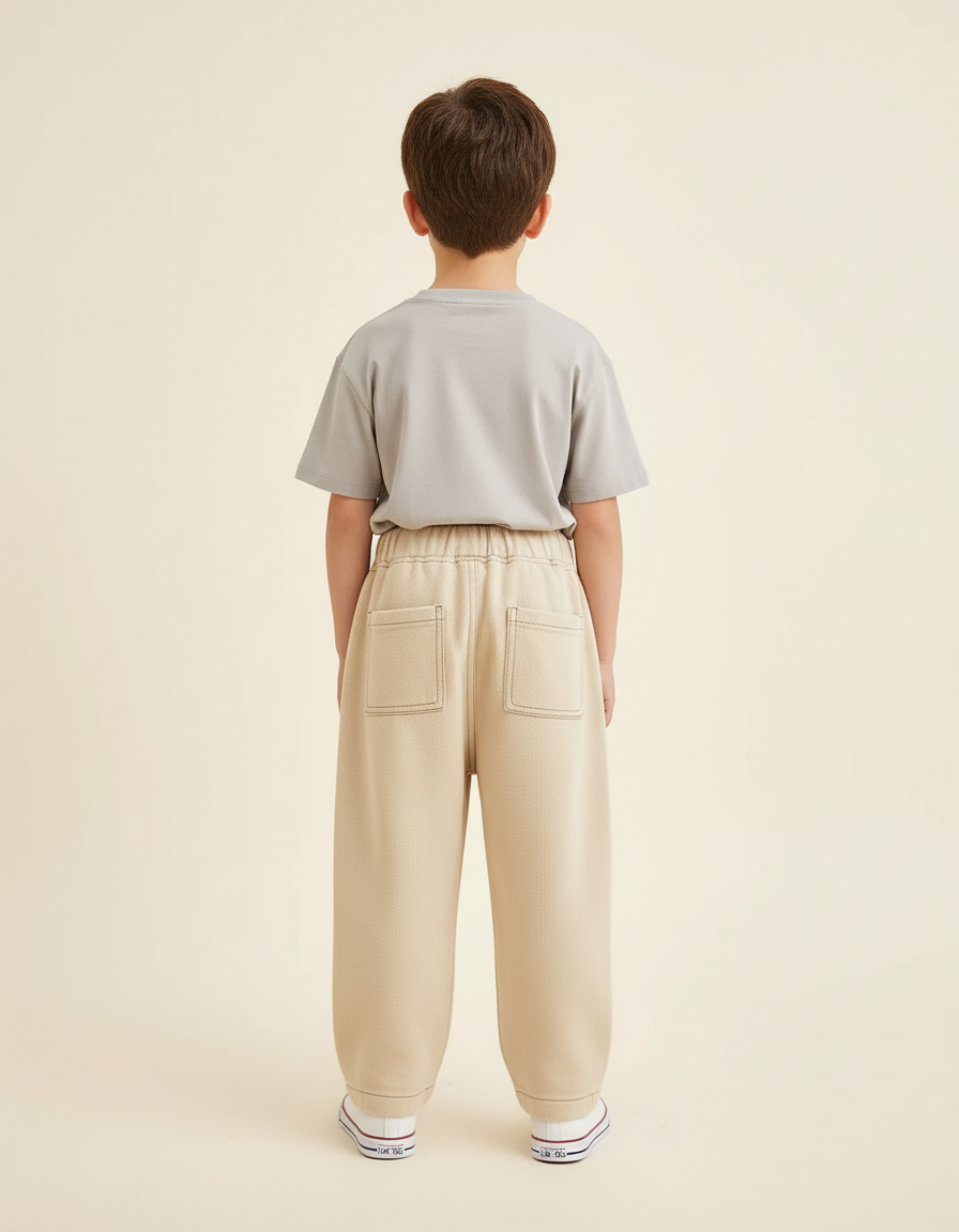 Pantalon Baggy Beige Coton Ample Unisexe Décontracté - Molleton - vue 2