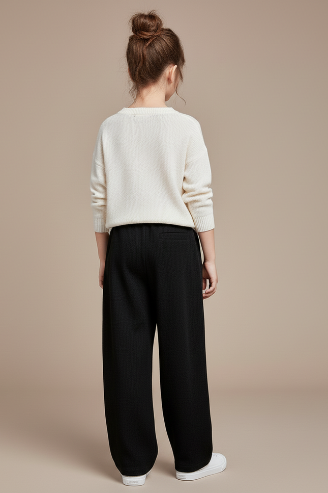 Pantalon Baggy Noir Ample Droit Enfant - Maille - vue 2