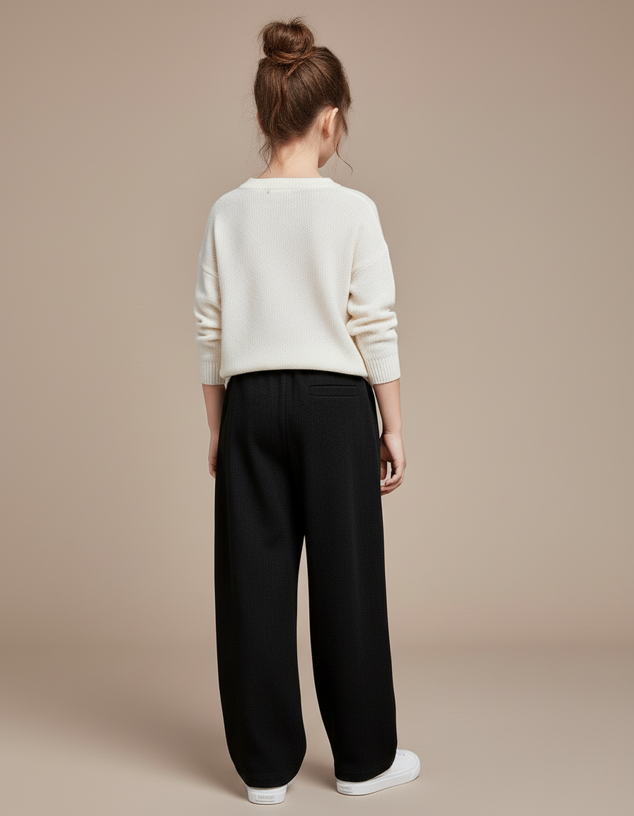 Pantalon Baggy Noir Ample Droit Enfant - Maille - vue 2