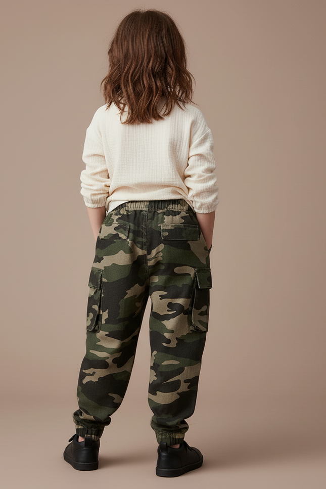 Pantalon Baggy Camouflage Cargo Ample Enfant Coton - Imprimé Toile - vue 2
