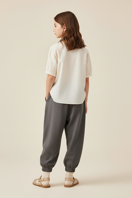 Pantalon Baggy Gris Ample Taille Élastique Enfant - Molleton - vue 2