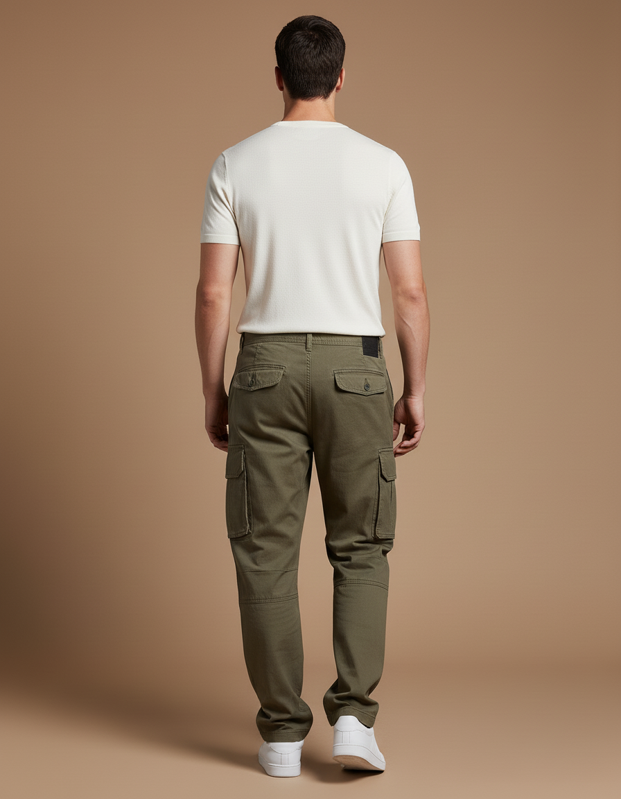 Pantalon Baggy Kaki Coton Ample Cargo Décontracté Homme - Toile - vue 2