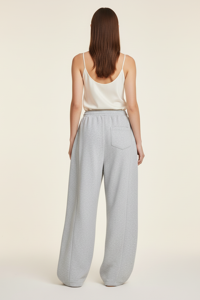 Pantalon Baggy Gris Ample Brodé Chien Décontracté - Molleton - vue 2