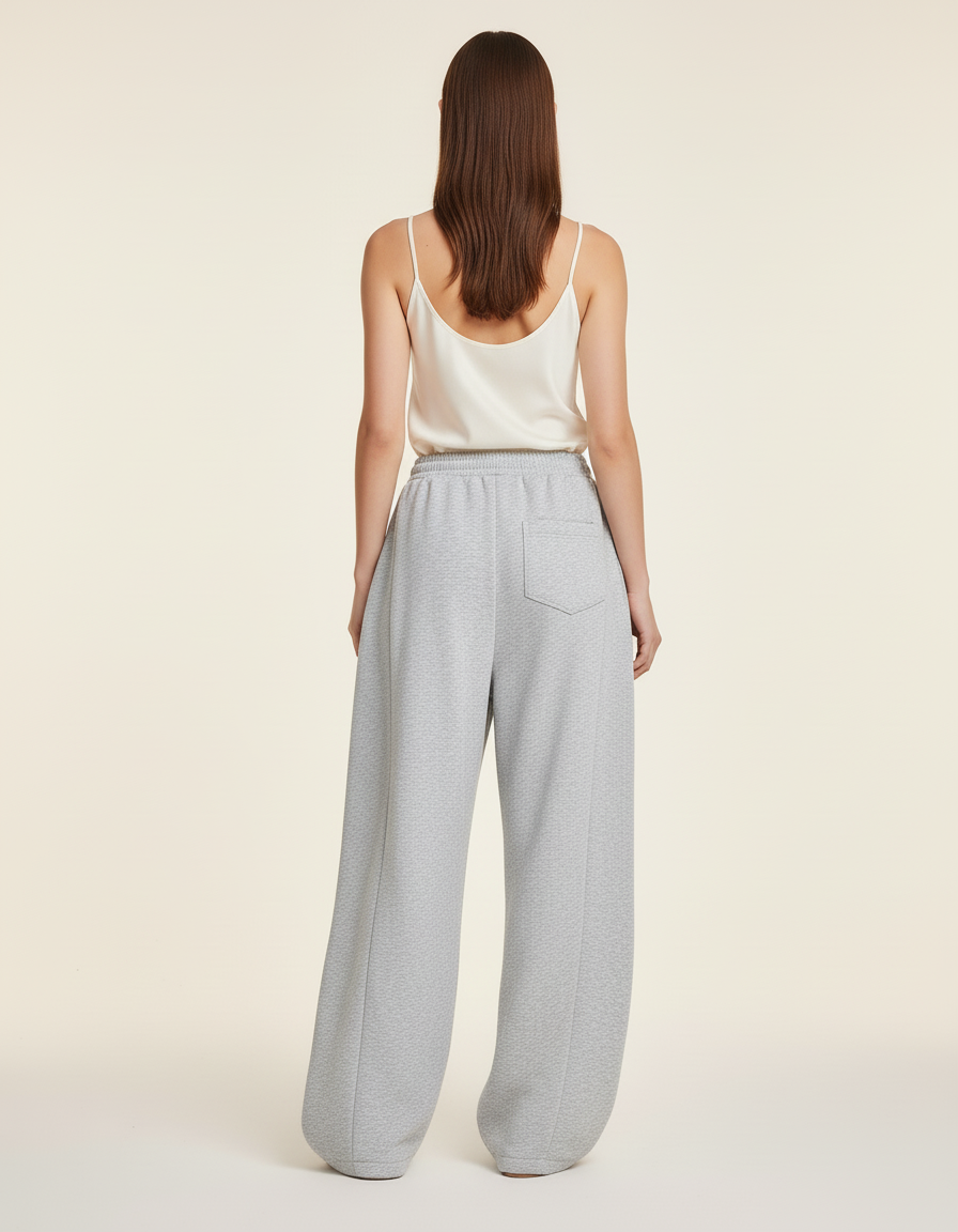 Pantalon Baggy Gris Ample Brodé Chien Décontracté - Molleton - vue 2