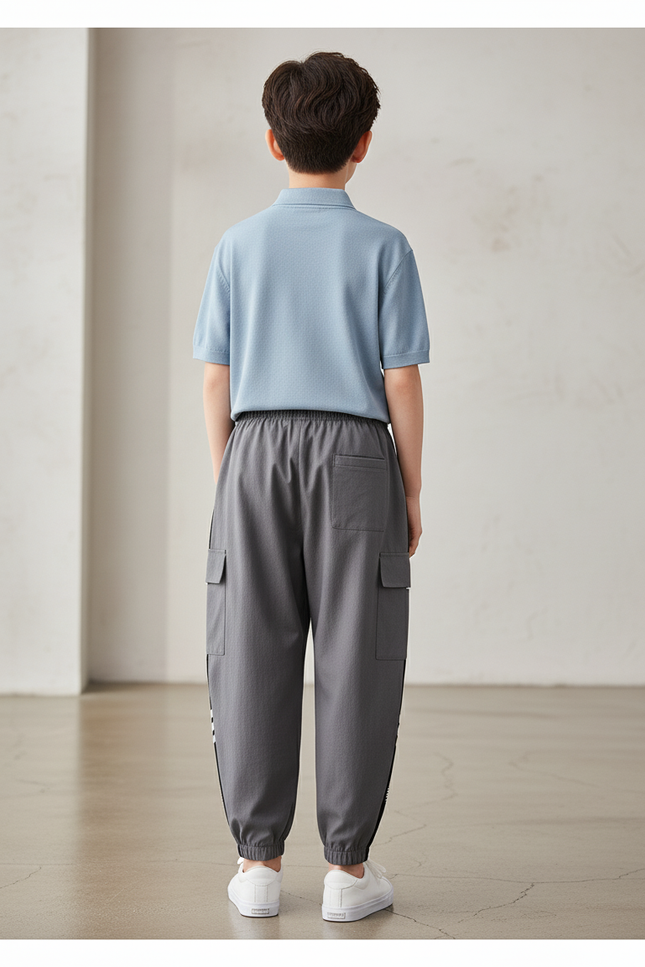 Pantalon Baggy Gris Cargo Sport Décontracté Enfant - Coton - vue 2
