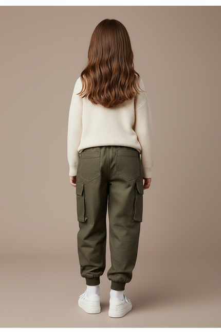 Pantalon Baggy Kaki Cargo Ample Enfant Coton - vue 2