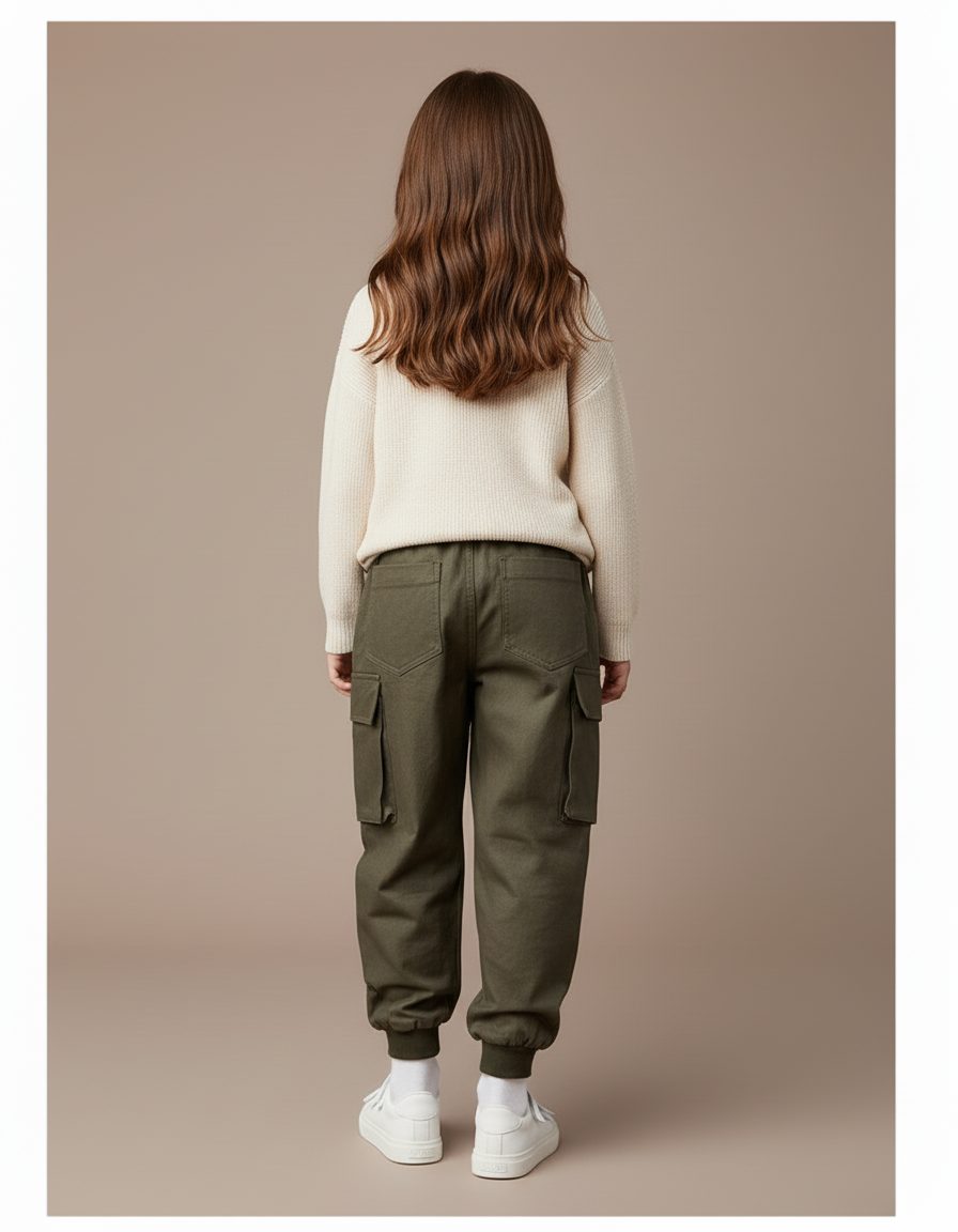Pantalon Baggy Kaki Cargo Ample Enfant Coton - vue 2