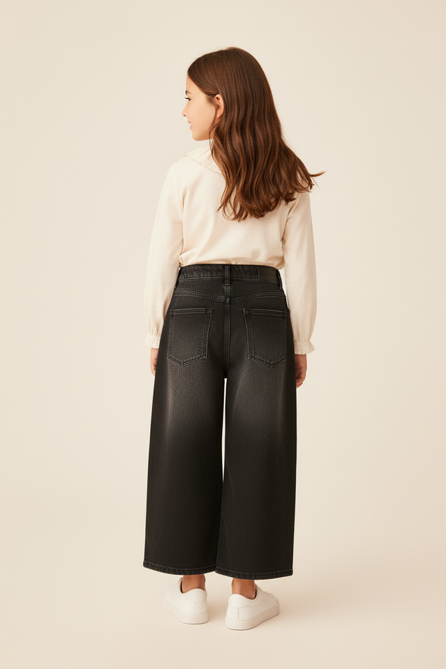 Pantalon Baggy Noir Délavé Ample Denim Enfant - Jean - vue 2
