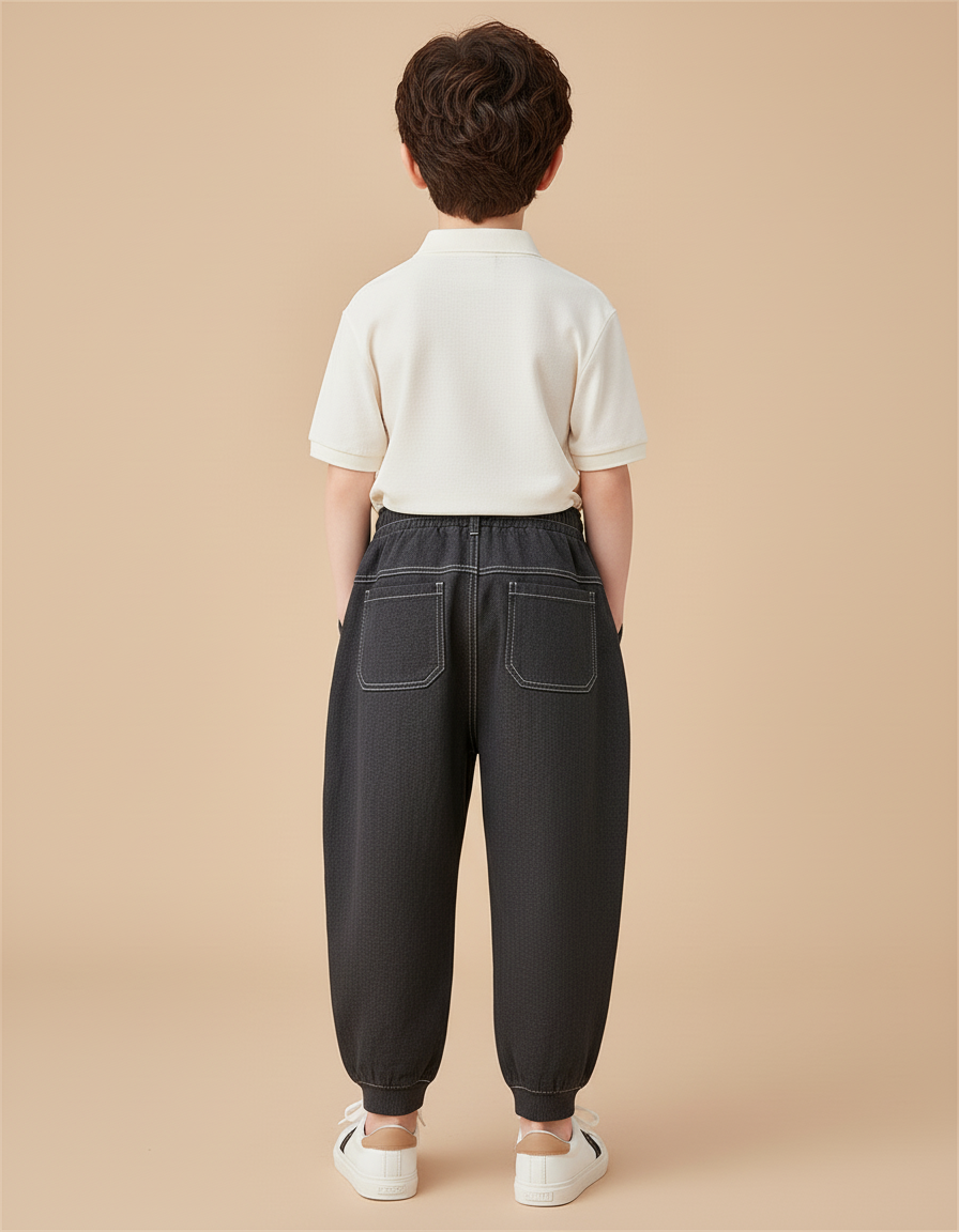 Pantalon Baggy Gris Foncé Coton Ample Décontracté Garçon - Jean - vue 2