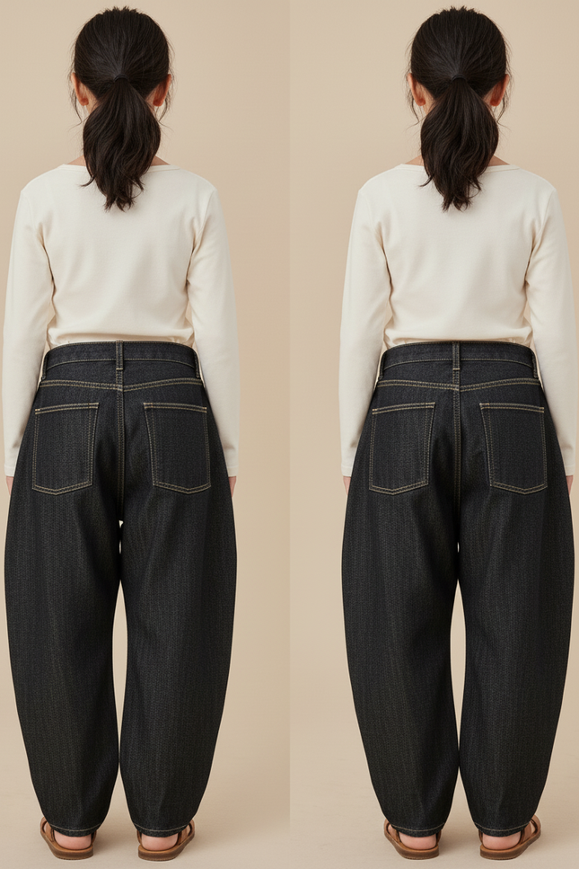 Pantalon Baggy Denim Noir Ample Enfant Vintage - Jean - vue 2