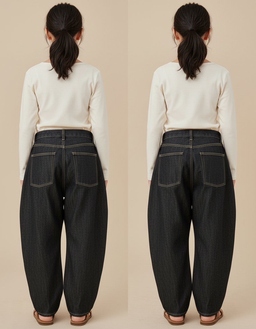 Pantalon Baggy Denim Noir Ample Enfant Vintage - Jean - vue 2