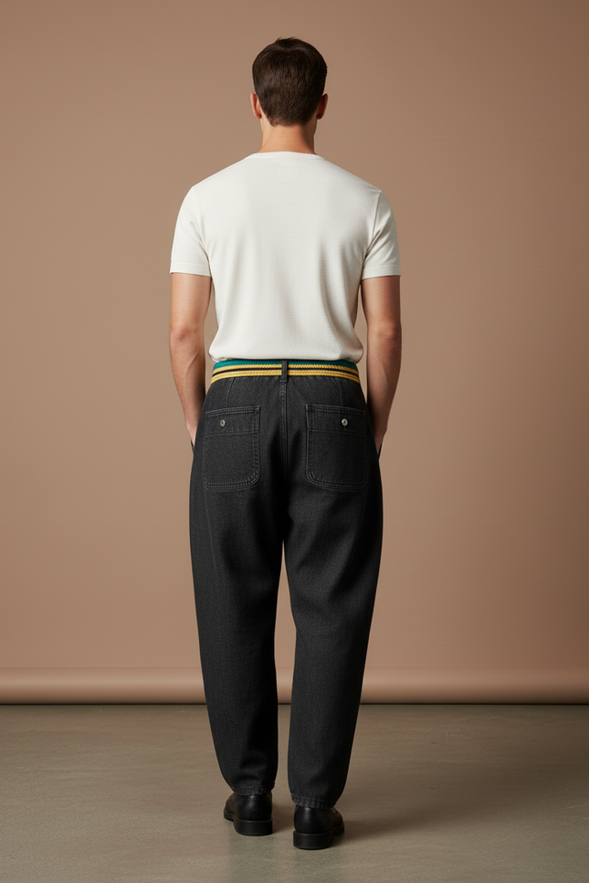Pantalon Baggy Denim Noir Ample Décontracté Homme - Jean - vue 2