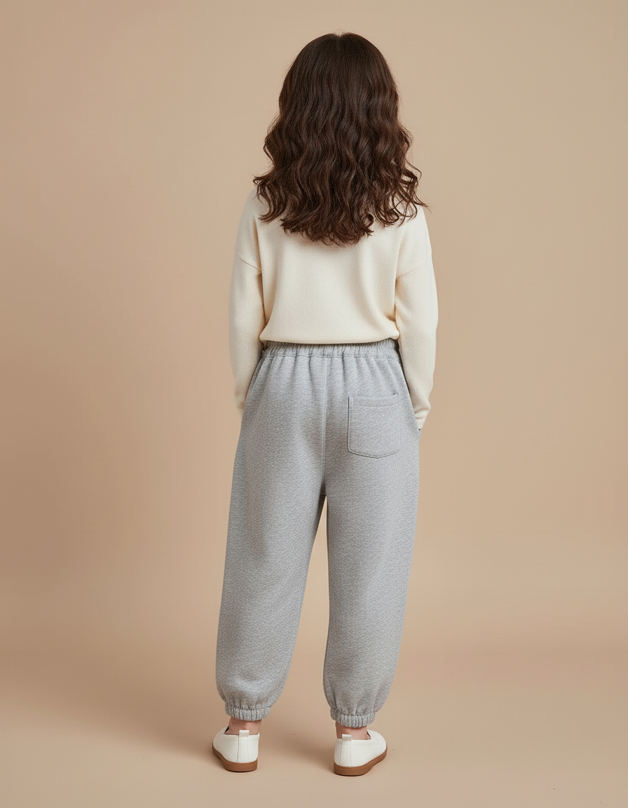 Pantalon Baggy Gris Coton Ample Nœuds Enfant - Molleton - vue 2