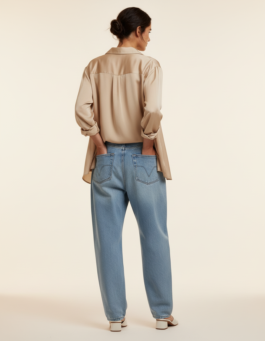Pantalon Baggy Jean Clair Ample Imprimé Manga Femme - Bleu - vue 2