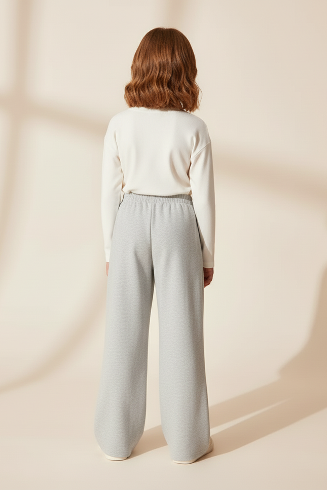 Pantalon Baggy Gris Ample Décontracté Enfant - Molleton - vue 2