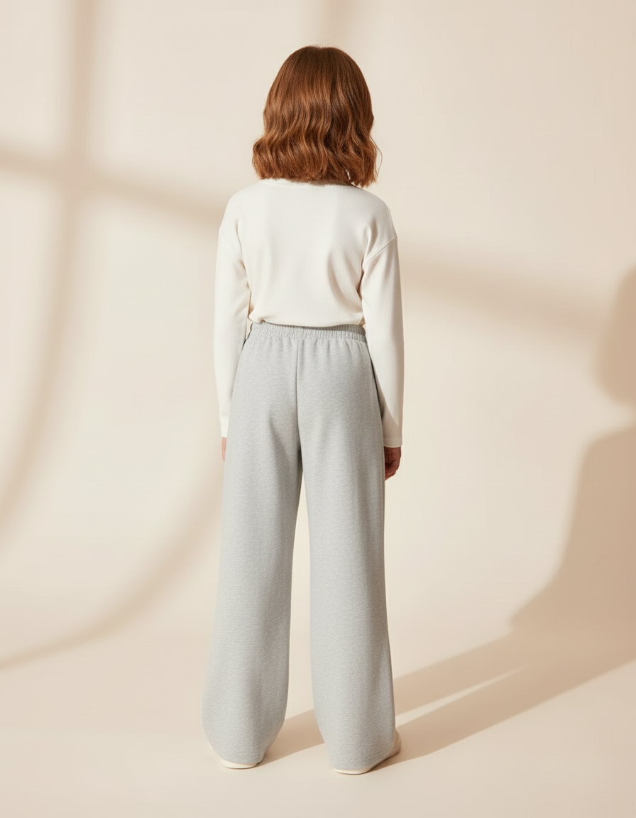 Pantalon Baggy Gris Ample Décontracté Enfant - Molleton - vue 2